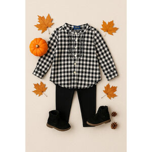 Polo Ralph Lauren Toddler Black & White Plaid Flannel Tunic Shirt | Size 3T